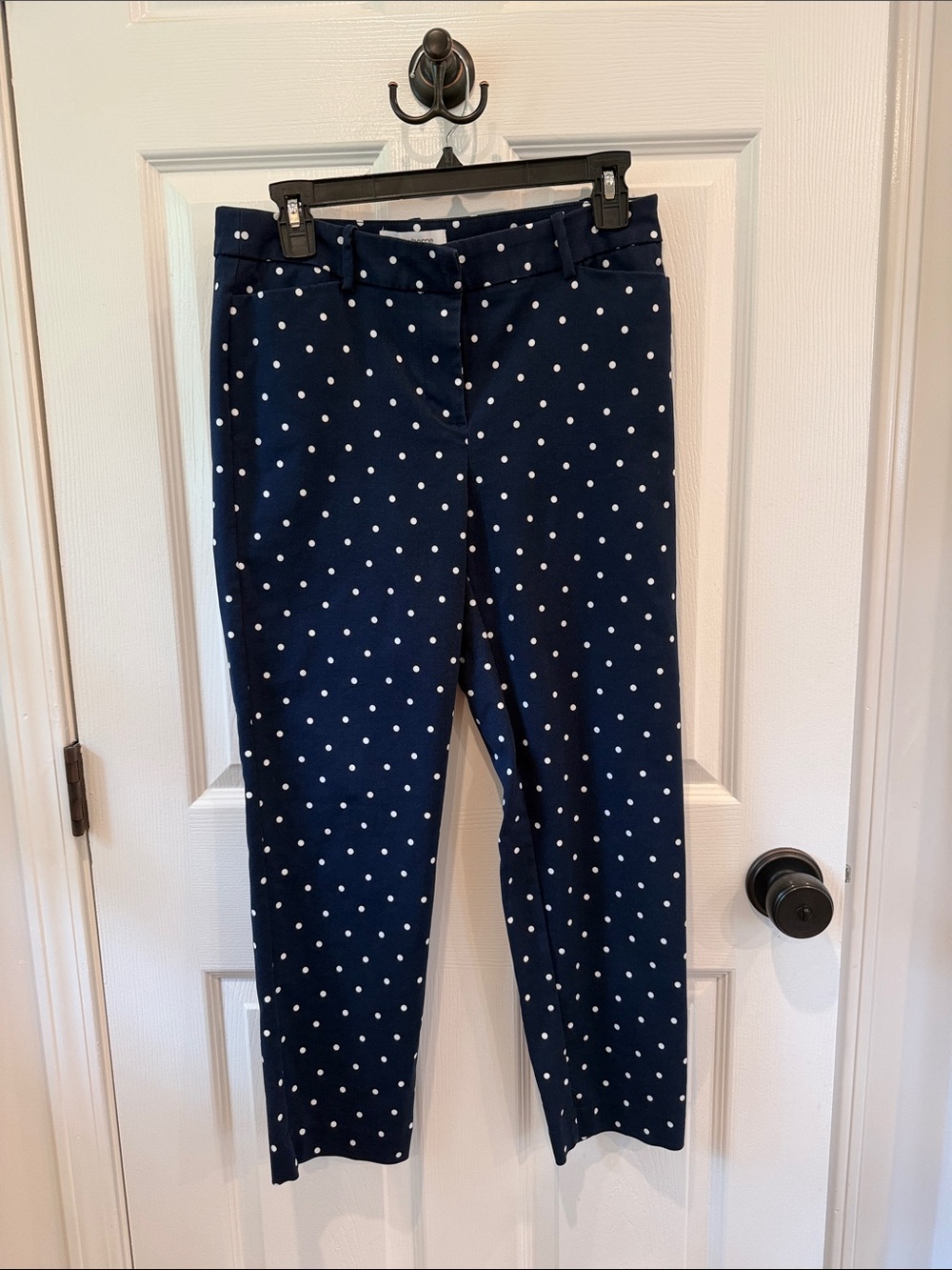 Liz Claiborne Emma Navy Polka Dot Cropped Pants